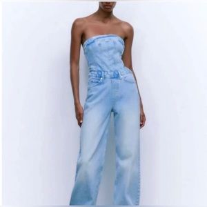 Zara Corset Denim Jumpsuit